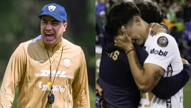 Efraín Juárez grita en un entrenamiento de Pumas, a la derecha, Pumas pierde (Fuente: Mexsports y Pumas)