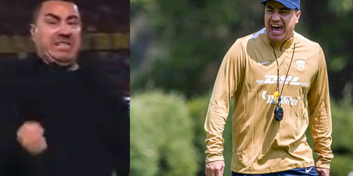 Efraín Juárez molesto en una práctica de Pumas (Fuente: Win Sports y Pumas)