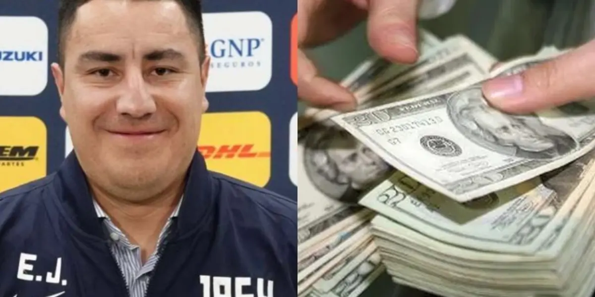 Efraín Juárez presentado en los Pumas, a la derecha, hombre cobra dinero (Fuente: Pumas y Minuto Uno)