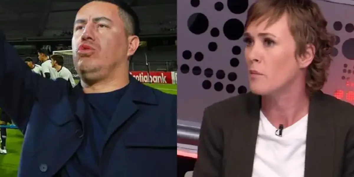 Efraín Juárez saluda el himno de Universidad, a la derecha, Reimres habla en programa (Fuente: Mexsports y N +)