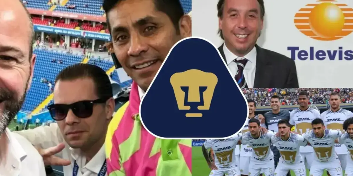 Emilio Azcárraga, García Campos y Martinoli, abajo, Pumas (Fuente: Mexsports, Azteca y Televisa)