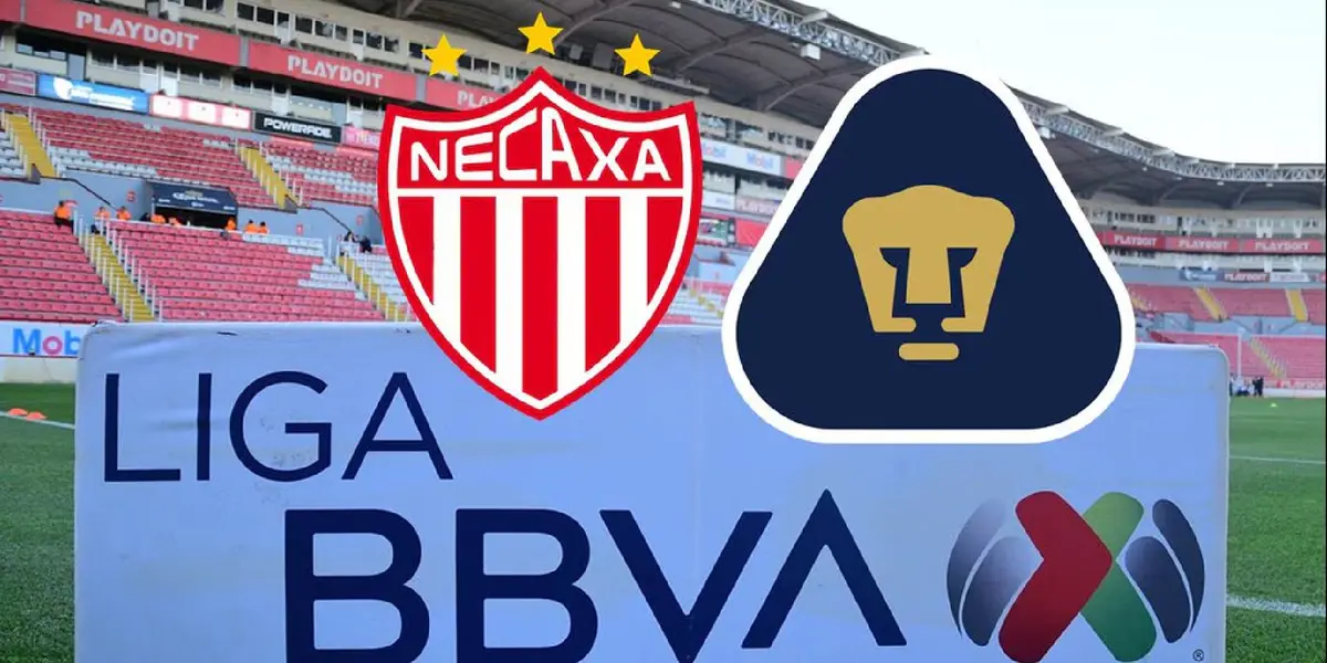 Estadio Victoria con escudos de Necaxa y Pumas