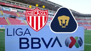 Estadio Victoria con escudos de Necaxa y Pumas