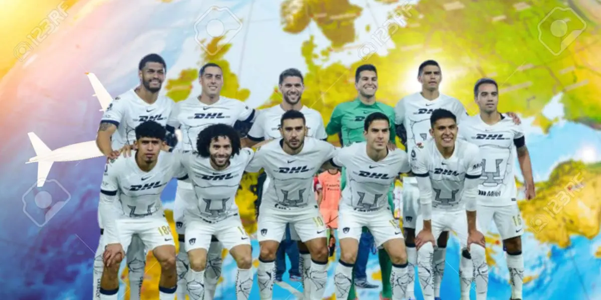 Foto oficial de Pumas con fondo de mapa