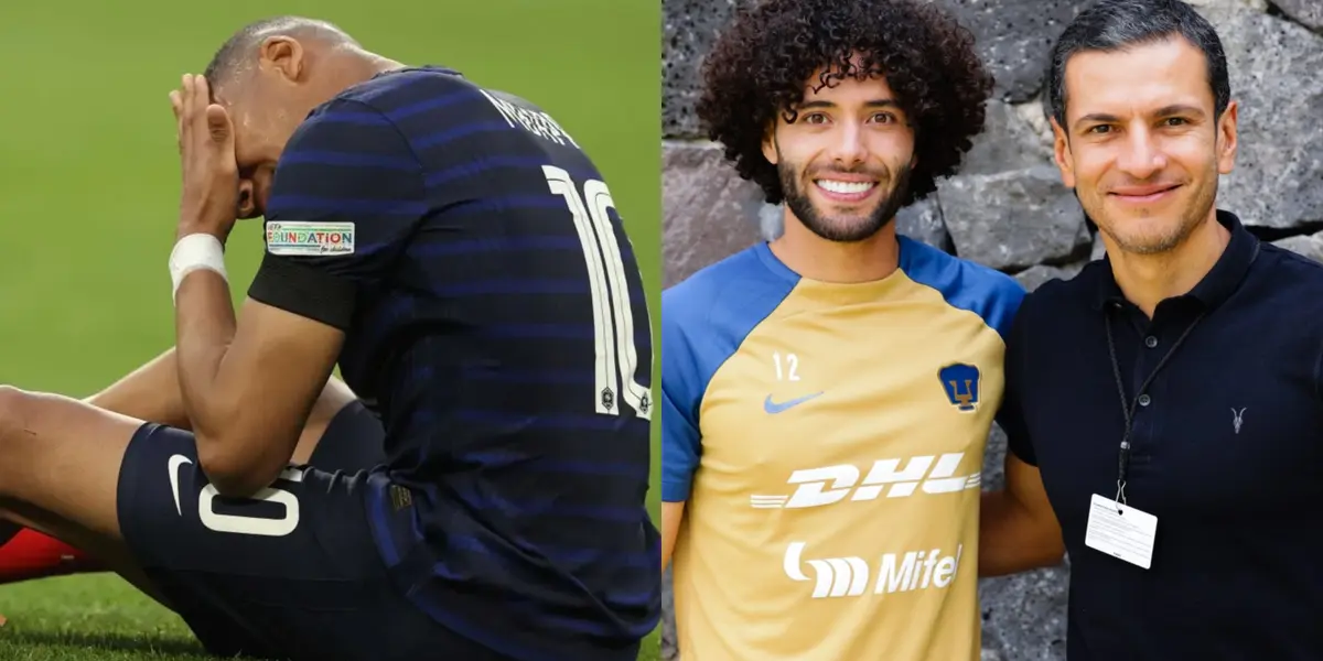 Francia pierde, a la derecha, Jaime Lozano posa con el Chino Huerta (Fuente: AFP y Pumas)