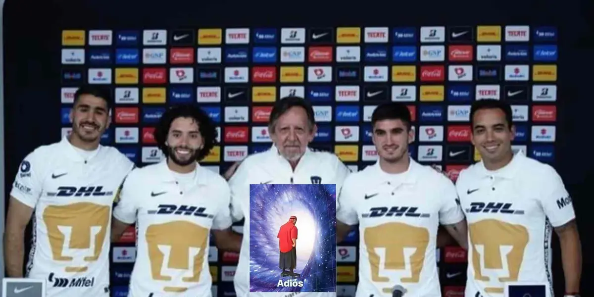 Gil Alcalá, César Huerta, Leopoldo Diaz, Adrián Aldrete con los Pumas