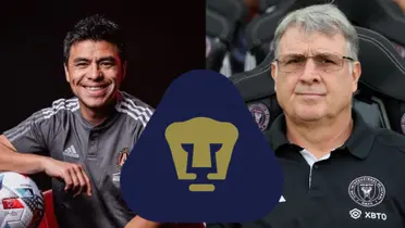 Gonzalo Pineda con Atlante United y Gerardo Martino con Inter de Miami, escudo de Pumas