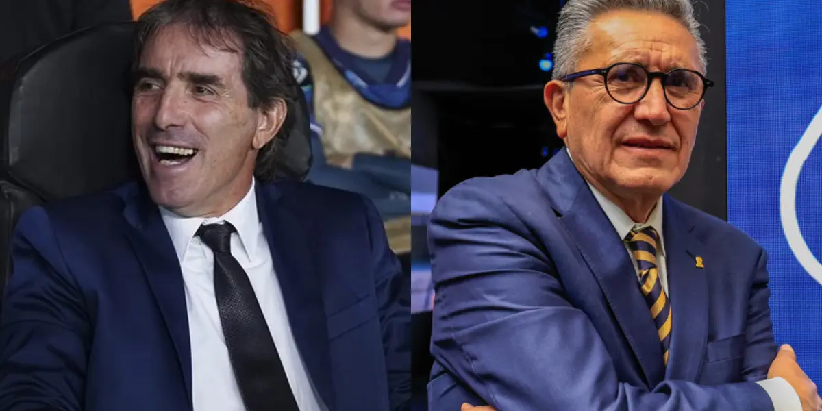 Guillermo Almada se ríe en la banca, González presente en una conferencia (Fuente: Claro y Esto)