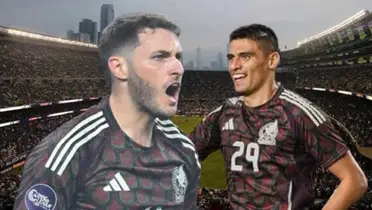 Guillermo Martínez y Santiago Giménez con la Selección Mexicana