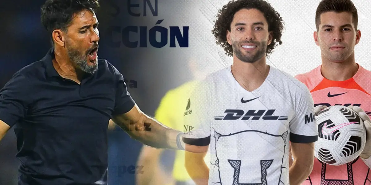 Gustavo Lema, César Huerta y Guillermo Martínez con Pumas