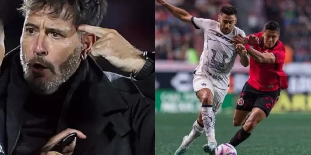 Gustavo Lema dirige juego de Pumas, a la dereecha, el juego de Pumas vs Xolos (Fuente: Mexsports)