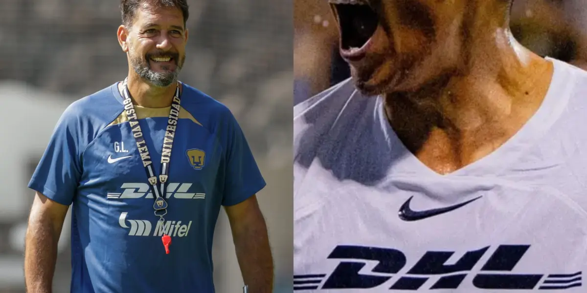 Gustavo Lema dirige práctica en la interna, a la derecha, jugador de Pumas grita (Fuente: Mexsports)