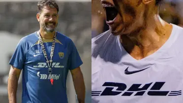 Gustavo Lema dirige práctica en la interna, a la derecha, jugador de Pumas grita (Fuente: Mexsports)
