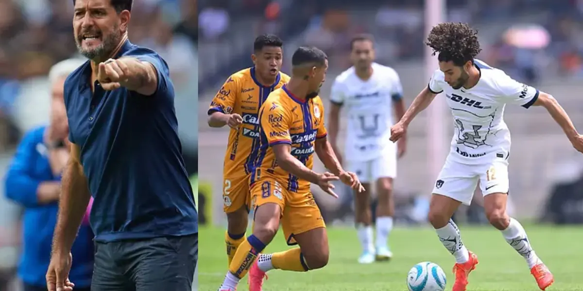 Gustavo Lema dirige un juego, a la derecha, Huerta se lleva de un jugador (Fuente: Mexsports)