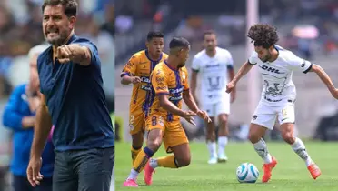 Gustavo Lema dirige un juego, a la derecha, Huerta se lleva de un jugador (Fuente: Mexsports)