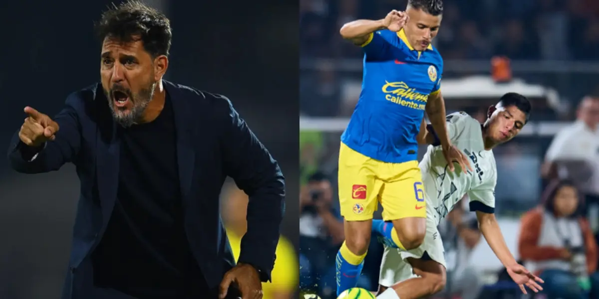 Gustavo Lema dirige un juego de Pumas, a la derecha, Dos Santos pelea una pelota con Quispe (Fuente: Mexsports)