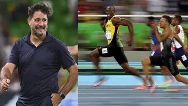 Gustavo Lema dirigiendo un cotejo, a la derecha, Bolt rompe récord olímpico (Fuente: Mexsports e ESPN)