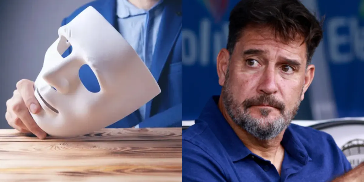 Gustavo Lema dirigiendo un partido de Pumas, a la izquierda un hombre desenmascarado (Fuente: Deposit Photos y Mexsports)