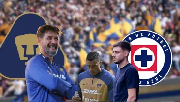 Gustavo Lema, DT del club, sonríe durante un entrenamiento de Pumas