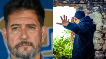 Gustavo Lema en el banco de suplentes, a la derecha, hombre da la espalda (Fuente: Mexsports y Adobe)