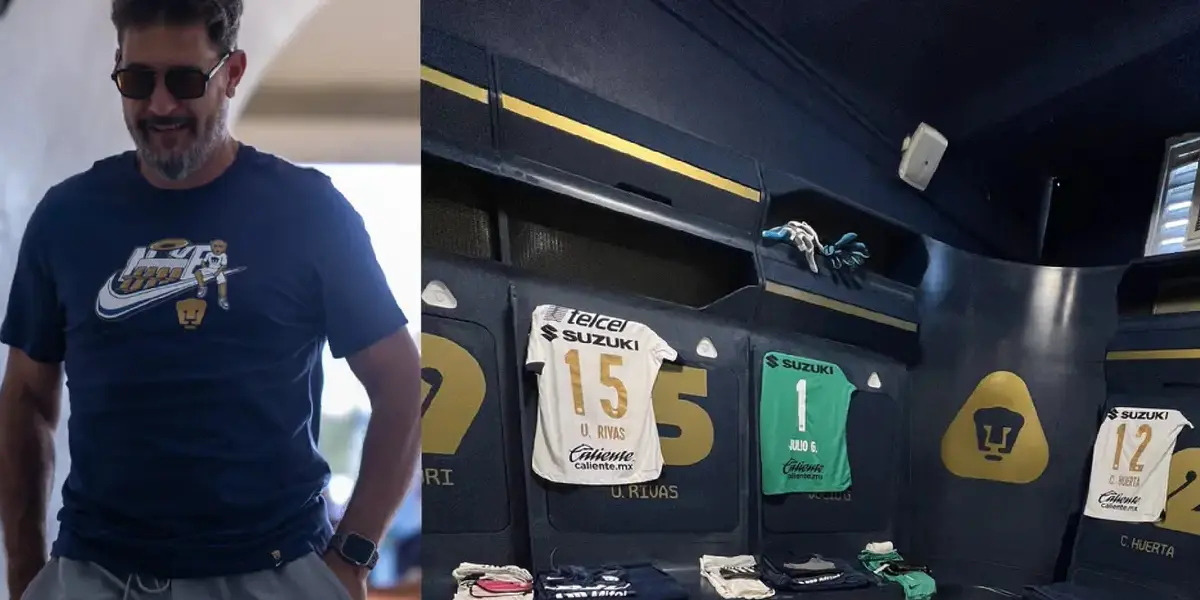 Gustavo Lema en el vestidor de Pumas