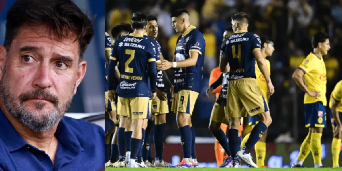 Gustavo Lema en un partido de Pumas, a la derecha, el Pumas vs América (Fuente: Mexsports)