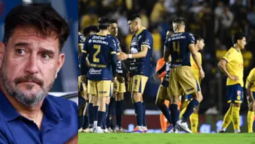 Gustavo Lema en un partido de Pumas, a la derecha, el Pumas vs América (Fuente: Mexsports)