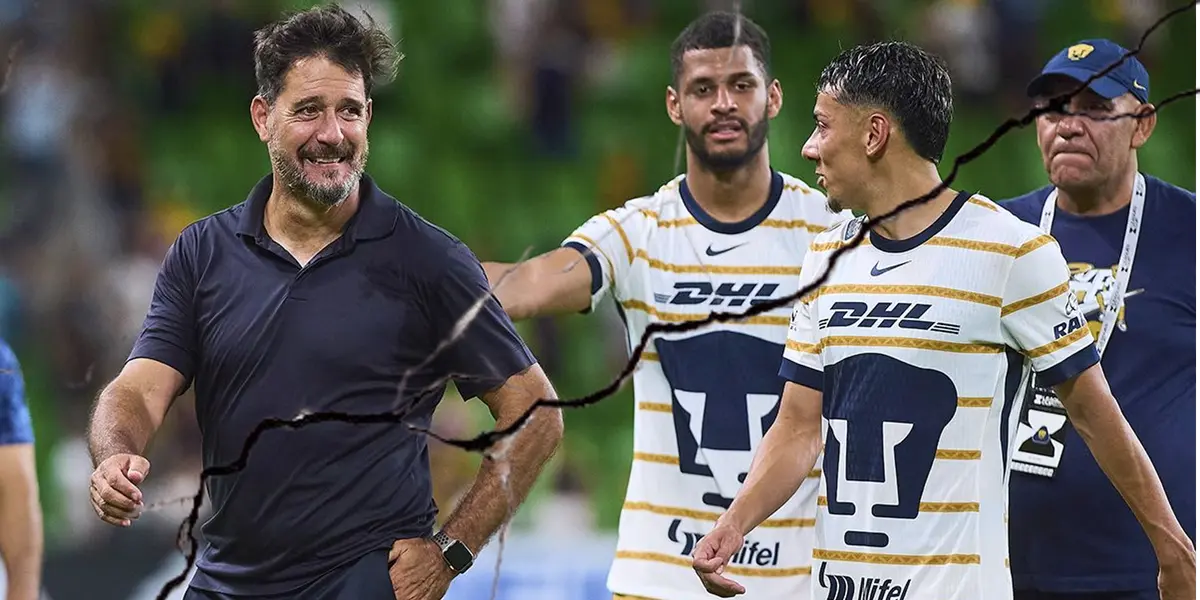 Gustavo Lema sale charlando con jugadores de Pumas (Fuente: Mexsports)