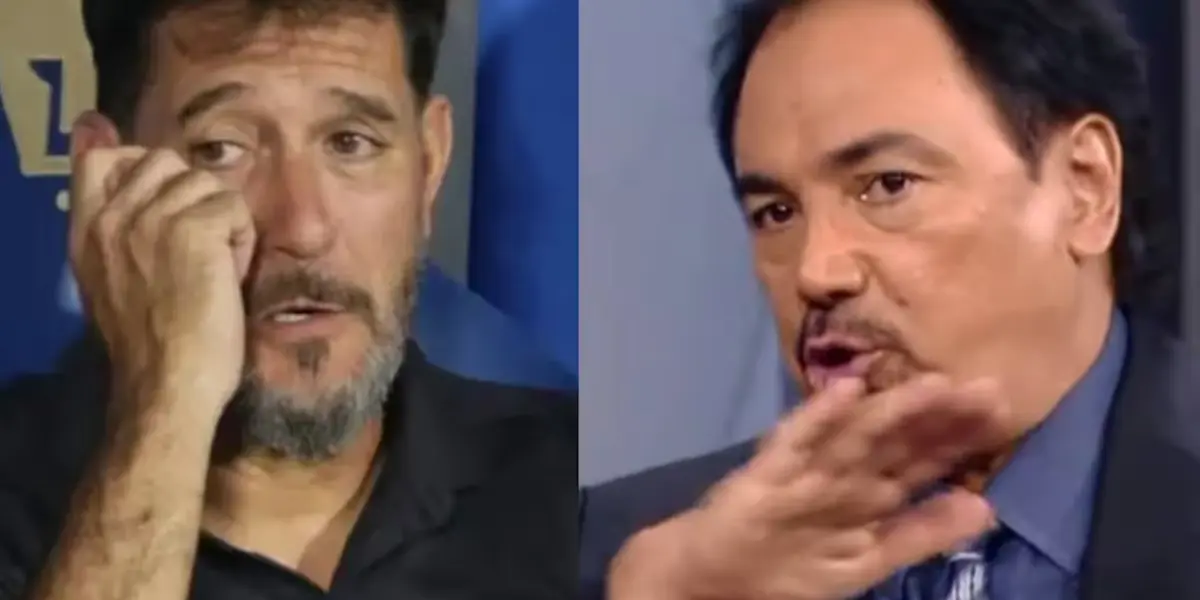 Gustavo Lema sufre en el campo de juego, a la derecha Hugo Sánchez en ESPN (Fuente: TUDN e ESPN)