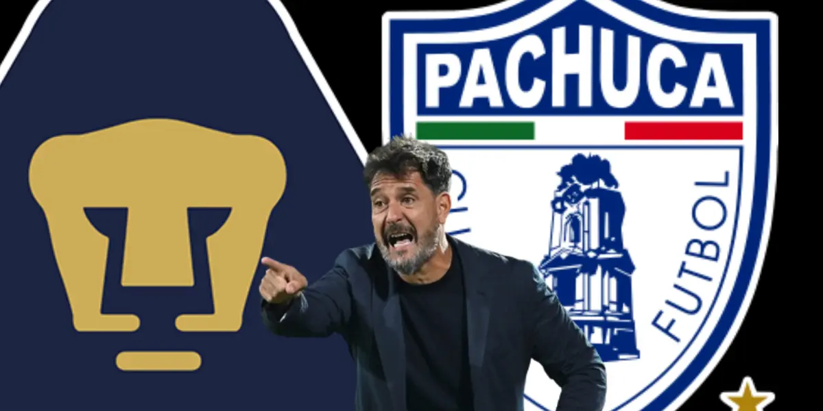 Gustavo Lema y escudo de Pumas y Pachuca