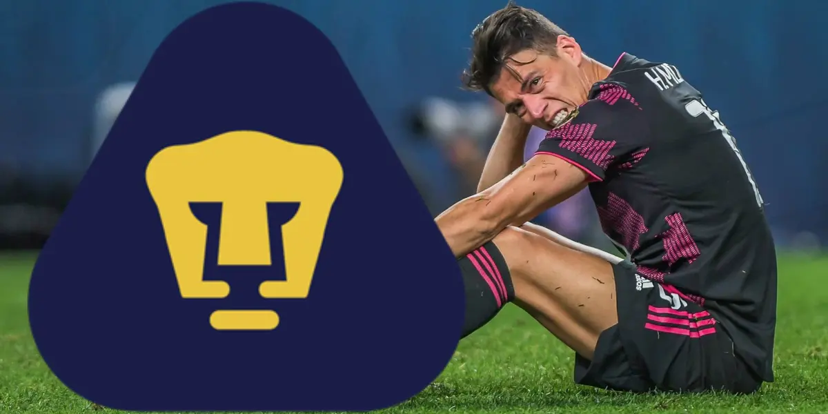 Héctor Moreno con la Selección Mexicana y escudo de Pumas