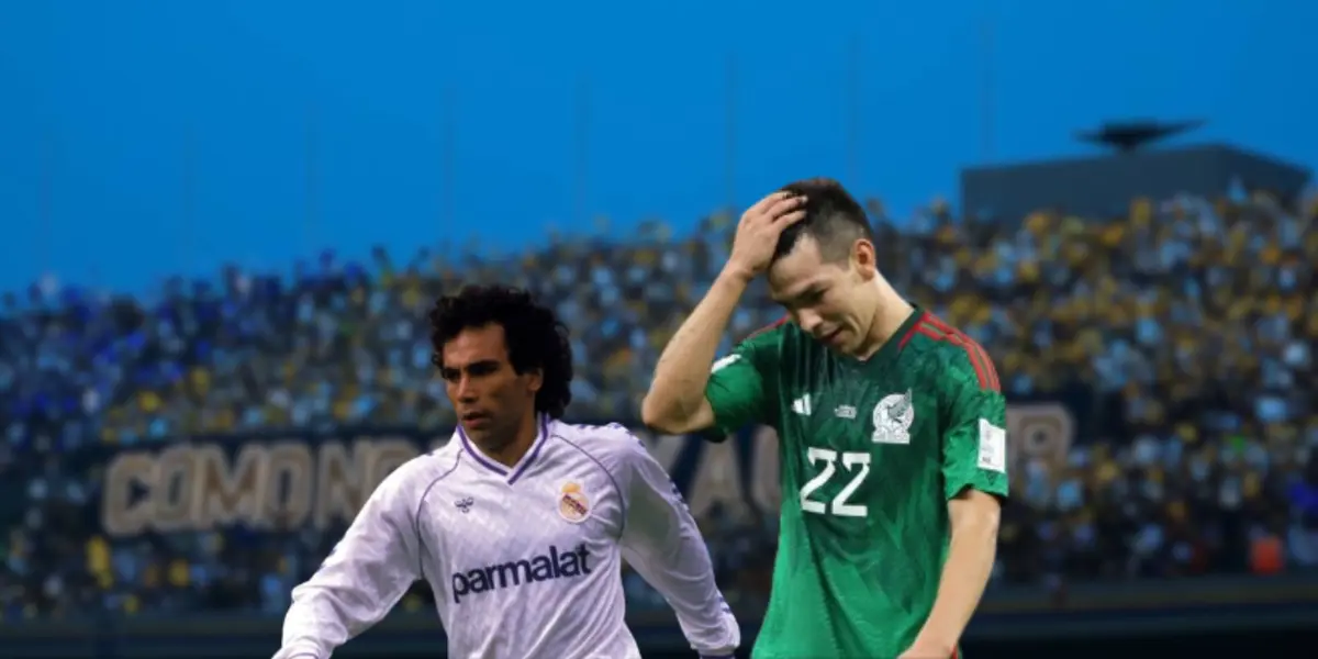 Hirving Lozano disputando un partido con la Selección Mexicana