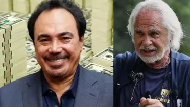 Hugo Sánchez con dinero, a la derecha, Miguel Mejía Barón en práctica de Pumas (Fuente: Marca y Pumas)