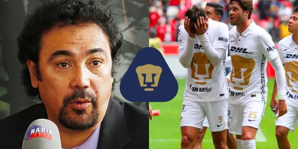 Hugo Sánchez en entrevista, a la derecha, jugadores de Pumas salen molestos (Fuente: Marca y Mexsports)