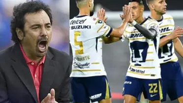 Hugo Sánchez grita, a la derecha, tres extranjeros de Pumas (Fuente: Mexsports)