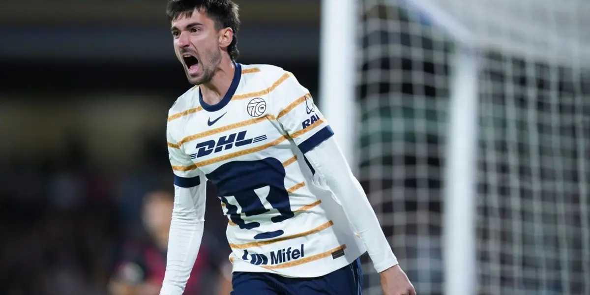 Ignacio Pussetto festeja gol con el combinado de los Pumas (Fuente: Mexsports)