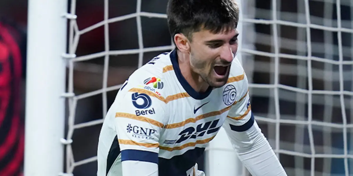 Ignacio Pussetto festeja gol con el combinado de Pumas (Fuente: Mexsports)