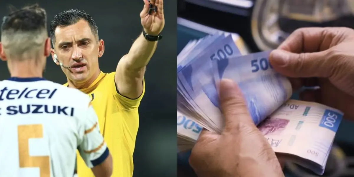 Ismael Rosario López da penal a favor de Rayados, a la derecha, persona cuenta dinero (Fuente: Mexsports y Istore)