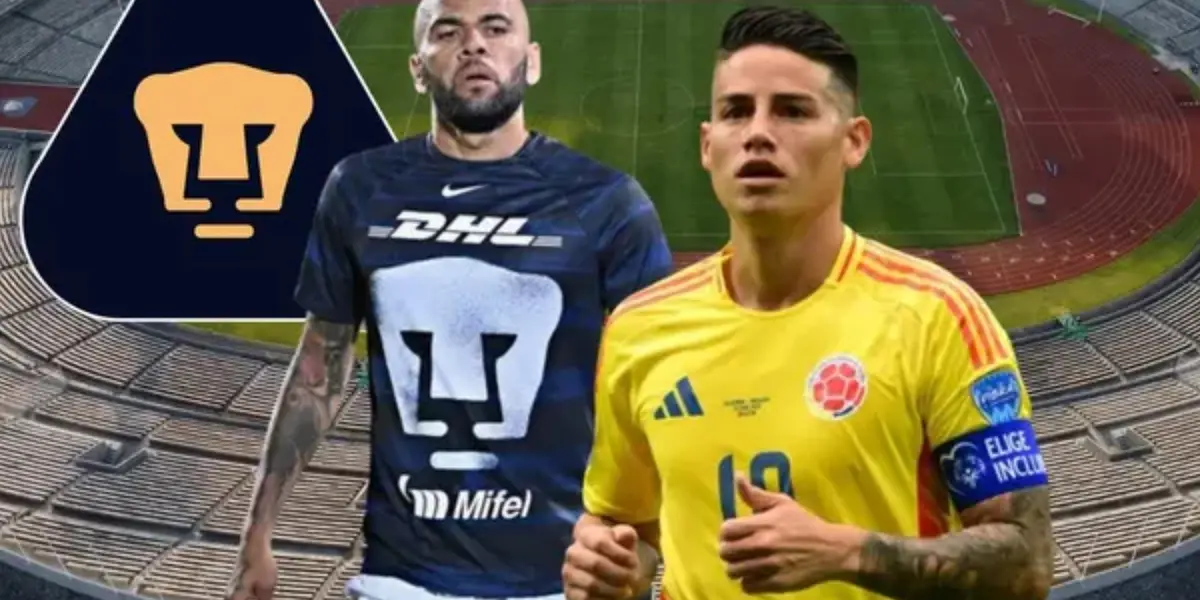 James Rodríguez y Dani Alves en el estadio de Ciudad Universitaria (Fuente: Somos Pumas)