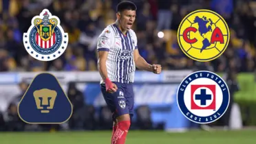 Jesús Gallardo con escudo de América, Cruz Azul, Pumas, y Chivas