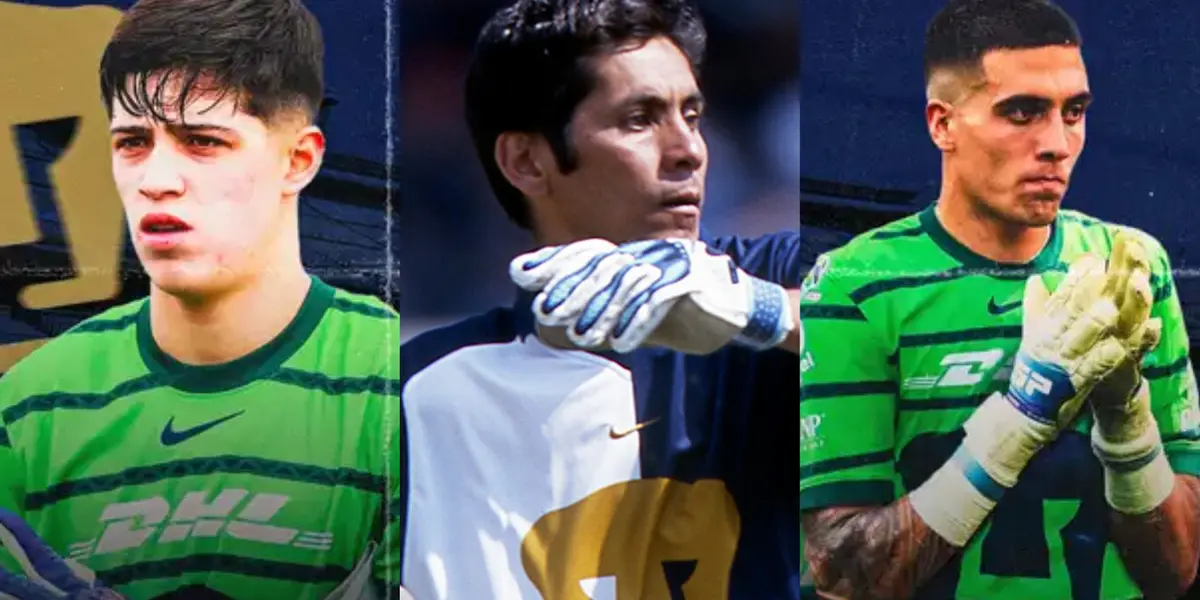Jorge Campos en el centro, la derecha, Padilla y Lara jugando en Pumas (Fuente: SPD y Goal)
