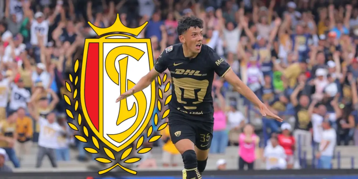 Jorge Ruvalcaba jugando con Pumas y escudo de Standard de Lieja