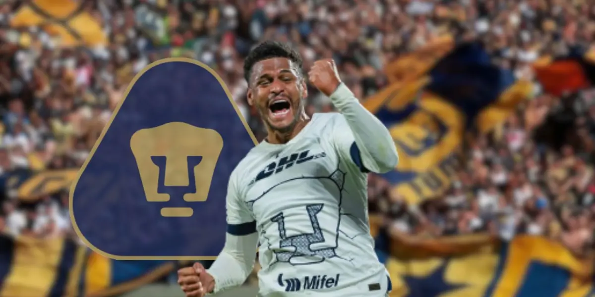 José Caicedo celebrando un gol durante el Clausura 2024 con Pumas