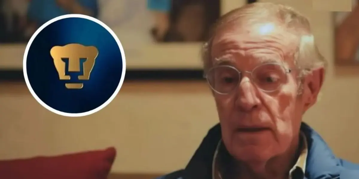 José Ramón Fernández con escudo de Pumas