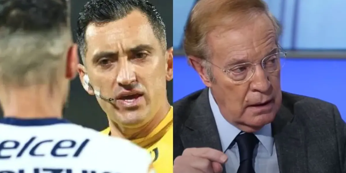 José Ramón Fernández en ESPN, a la derecha, árbitro sanciona falta (Fuente: Mexsports e ESPN)