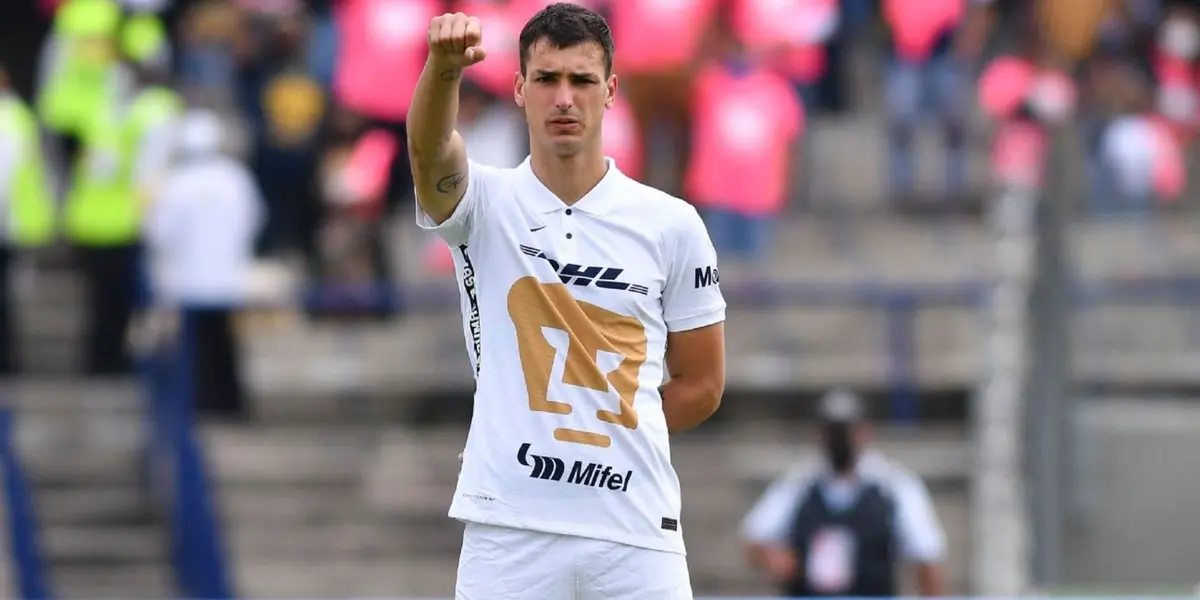 Juan Ignacio Dinenno en Pumas. /@PumasMX