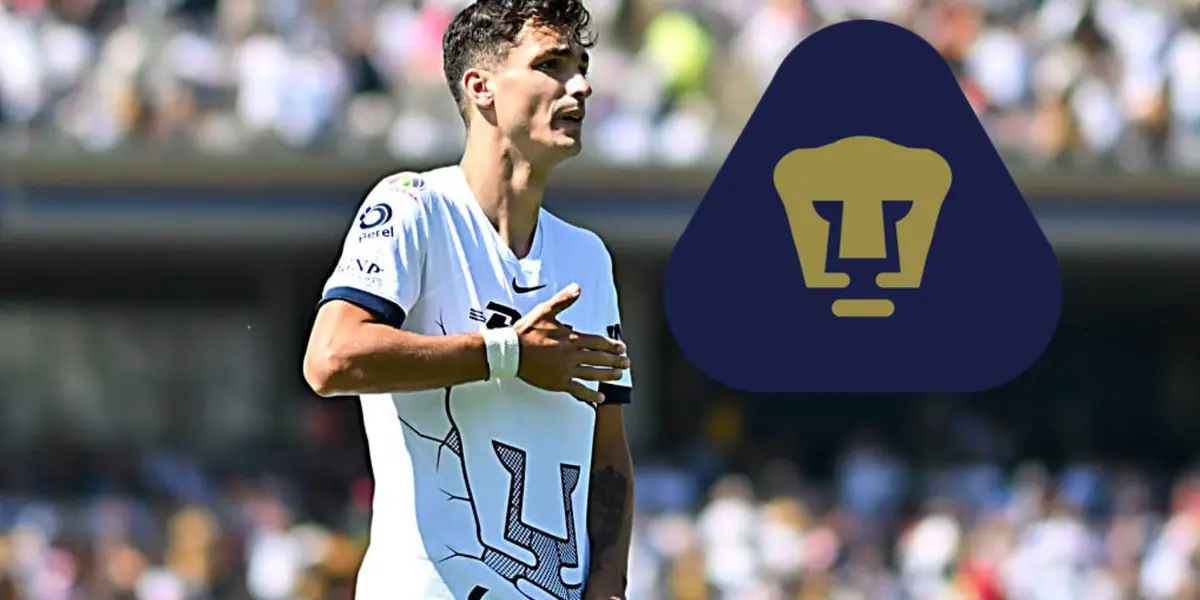 Juan Ignacio Dinenno y escudo de Pumas