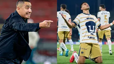 Juárez da instrucciones en el campo de juego, a la derecha, Martínez festeja (Fuente: Caracol y Mexsports)