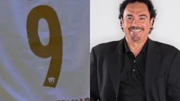 Jugador con la playera 9 de Pumas, a la derecha, Hugo Sánchez (Fuente: Pumas e ESPN)