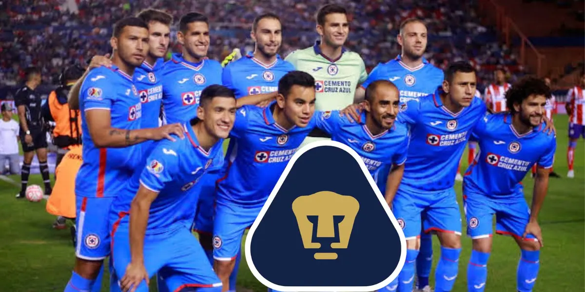 Jugadores de Cruz Azul y escudo de Pumas/FOTO: El siglo de Durango